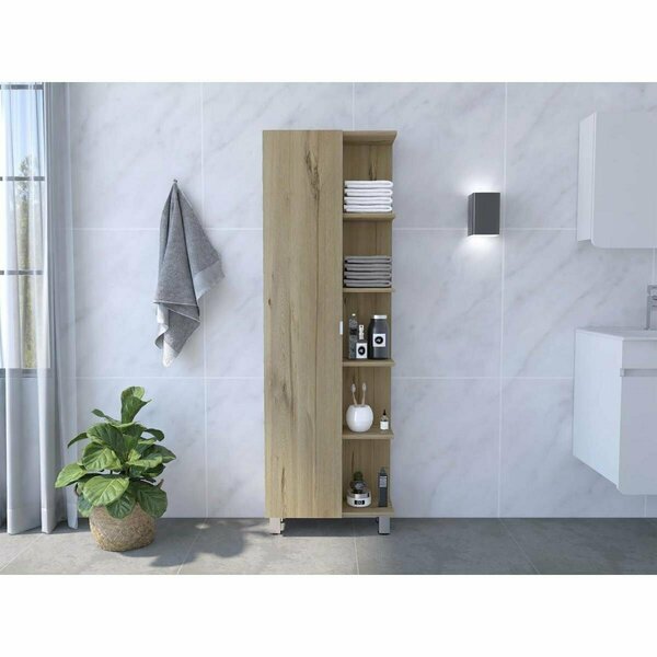 Depot E-Shop Venus Linen Single Door Cabinet, Light Oak DE-MLD6583